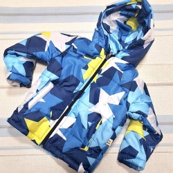 Детско есенно-зимно яке в синьо и жълто Детско есенно-зимно яке в синьо и жълто