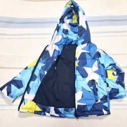 Детско есенно-зимно яке в синьо и жълто