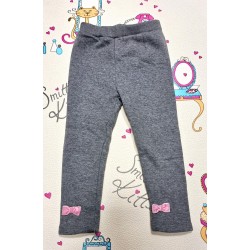 Детски ватиран топъл клин в сиво с розови панделки