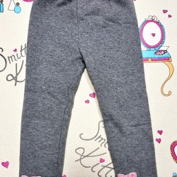 Детски ватиран топъл клин в сиво с розови панделки Детски ватиран топъл клин в сиво с розови панделки