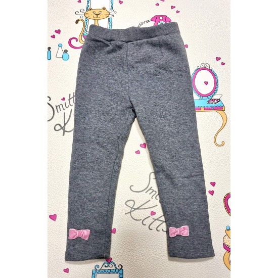 Детски ватиран топъл клин в сиво с розови панделки