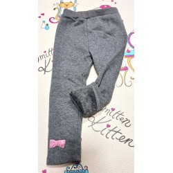 Детски ватиран топъл клин в сиво с розови панделки