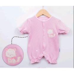 Бебешки летен ромпър/гащеризон в розово на точки  Коте