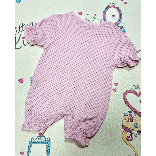 Бебешки летен ромпър/гащеризон в розово на точки Коте Бебешки летен ромпър/гащеризон в розово на точки Коте