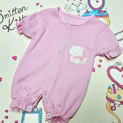 Бебешки летен ромпър/гащеризон в розово на точки  Коте