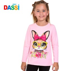 Детска блуза в розово със зайче