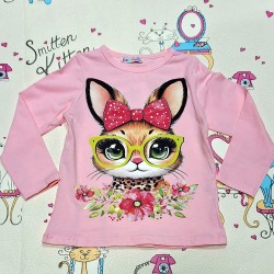 Детска блуза в розово със зайче