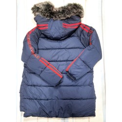 Детско зимно дълго яке с пухкава подплата в тъмносиньо
