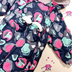 Детски зимен космонавт в тъмносиньо и розово с ръкавички Детски зимен космонавт в тъмносиньо и розово с ръкавички