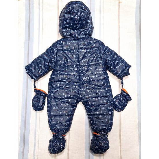 Бебешки зимен шушляков космонавт в тъмносиньо и оранжево
