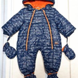 Бебешки зимен шушляков космонавт в тъмносиньо и оранжево Бебешки зимен шушляков космонавт в тъмносиньо и оранжево