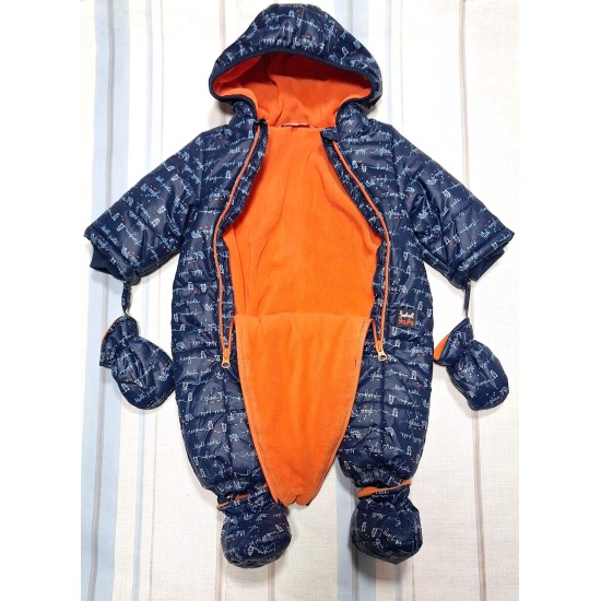 Бебешки зимен шушляков космонавт в тъмносиньо и оранжево