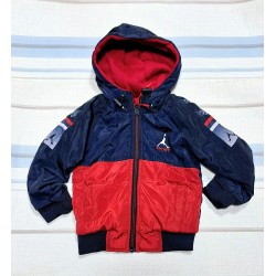 Детско двулицево шушляково преходно яке в синьо и червено