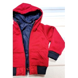 Детско двулицево шушляково преходно яке в синьо и червено