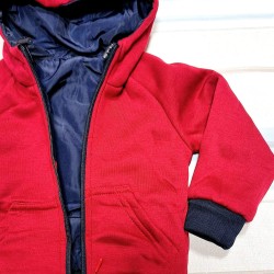 Детско двулицево шушляково преходно яке в синьо и червено Детско двулицево шушляково преходно яке в синьо и червено