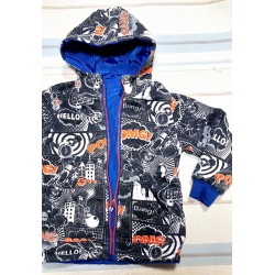 Детско двулицево преходно яке в синьо и комикси Детско двулицево преходно яке в синьо и комикси