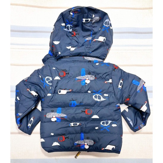 Детско есенно зимно шушляково яке в тъмносиньо ,,Самолети и вертолети