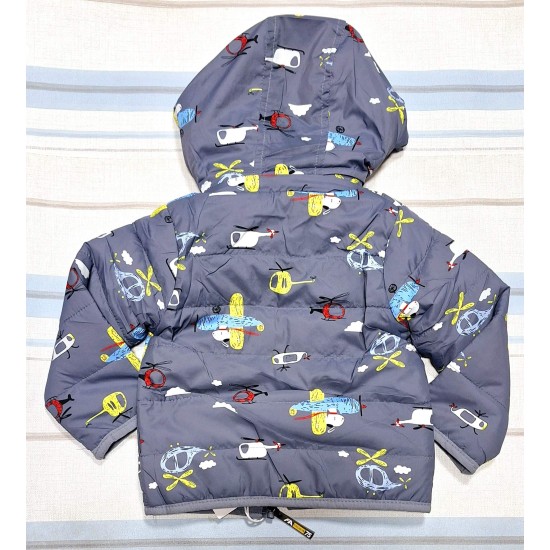 Детско есенно-зимно шушляково яке в сиво ,,Самолети и вертолети Детско есенно-зимно шушляково яке в сиво ,,Самолети и вертолети