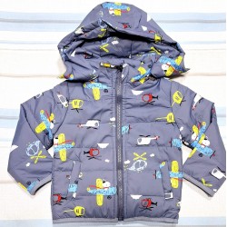 Детско есенно-зимно шушляково яке в сиво Самолети и вертолети Детско есенно-зимно шушляково яке в сиво Самолети и вертолети