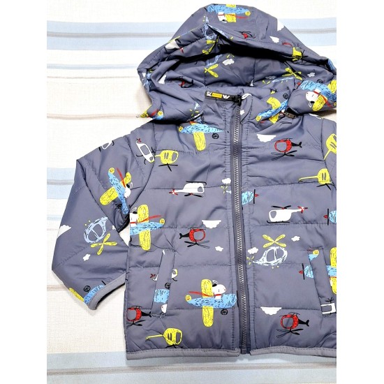 Детско есенно-зимно шушляково яке в сиво ,,Самолети и вертолети Детско есенно-зимно шушляково яке в сиво ,,Самолети и вертолети