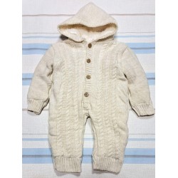 Бебешки пухкав плетен космонавт в екрю с качулка Бебешки пухкав плетен космонавт в екрю с качулка