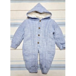 Бебешки плетен космонавт в светло синьо с качулка