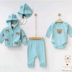 Бебешки комплект в зелено с мечета от 3 части Бебешки комплект в зелено с мечета от 3 части