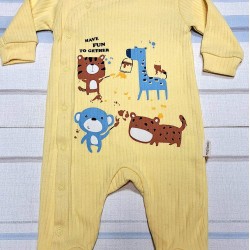 Бебешки памучен гащеризон в жълто Джунгла Бебешки памучен гащеризон в жълто Джунгла