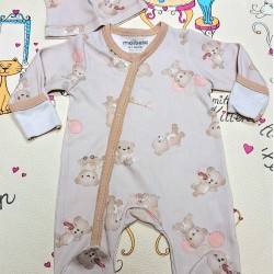 Бебешки гащеризон в бежово с шапка  Мечета с балони