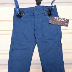 Детски панталон в синьо с тиранти