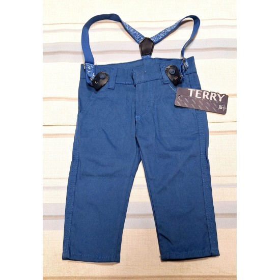 Детски панталон в синьо с тиранти