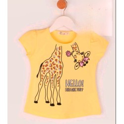 Детска лятна тениска в жълто с жирафче Детска лятна тениска в жълто с жирафче