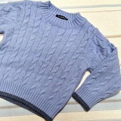 Детски пуловер с фина вълна в светло синьо