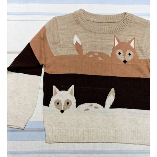 Детски фин пуловер в кафяво ,,Лисички Детски фин пуловер в кафяво ,,Лисички