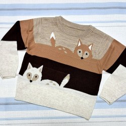 Детски фин пуловер в кафяво Лисички Детски фин пуловер в кафяво Лисички