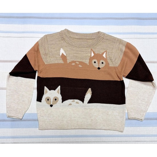 Детски фин пуловер в кафяво ,,Лисички Детски фин пуловер в кафяво ,,Лисички