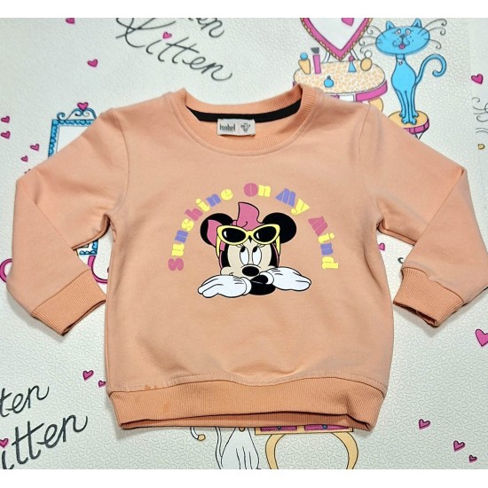 Детска памучна блуза в праскова  Мини Маус