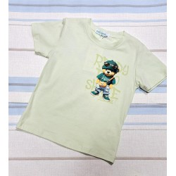 Детска лятна тениска в зелено с мечо на гърба Детска лятна тениска в зелено с мечо на гърба