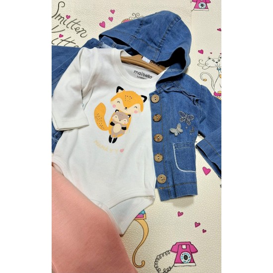 Бебешки комплект с дънково яке с качулка  Катеричка