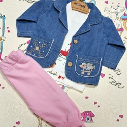 Бебешки комплект с дънково яке/сако Citty Baby Бебешки комплект с дънково яке/сако Citty Baby