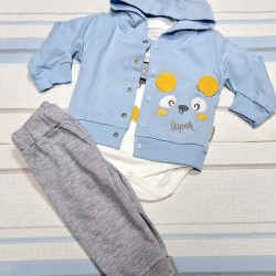 Бебешки комплект от 3части в светло синьо Мишле Бебешки комплект от 3части в светло синьо Мишле