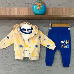 Бебешки спортен комплект със суичър с качулка Слончета и жирафи Бебешки спортен комплект със суичър с качулка Слончета и жирафи