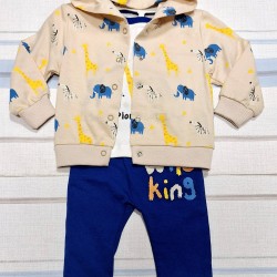 Бебешки спортен комплект със суичър с качулка  Слончета и жирафи