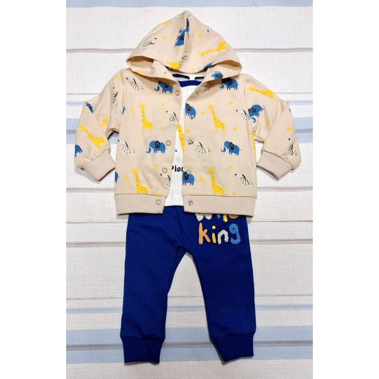 Бебешки спортен комплект със суичър с качулка  Слончета и жирафи