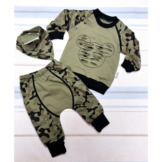 Бебешки комплект с блуза,долнище и бандана Камуфлаж Бебешки комплект с блуза,долнище и бандана Камуфлаж