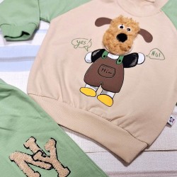 Детски комплект в бежово и зелено  Еленче