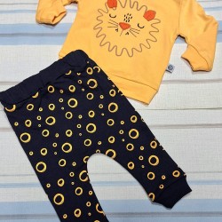 Бебешки памучен комплект с жълта блуза  Лъвче