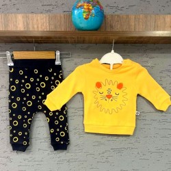 Бебешки памучен комплект с жълта блуза Лъвче Бебешки памучен комплект с жълта блуза Лъвче