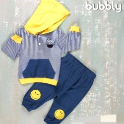 Бебешки комплект с блуза с качулка в синьо и жълто Бебешки комплект с блуза с качулка в синьо и жълто