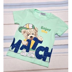 Детска лятна тениска в зелено Мечо с шапка Детска лятна тениска в зелено Мечо с шапка